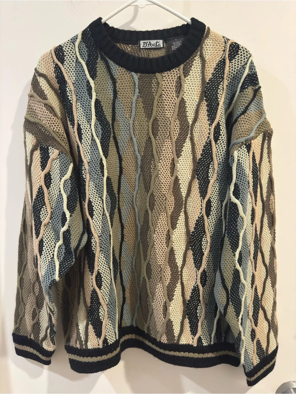 Vintage 90s Coogi Style 3D Knit Sweater Size Large